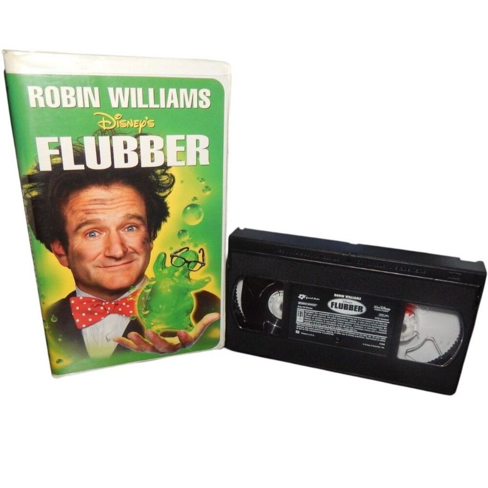 DISNEY'S FLUBBER Robin Williams vintage VHS in original plastic clamshell case